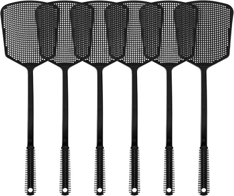 TrueYee 6-Pack Heavy Duty Long Handle Fly Swatter, Fly Swatter for Indoors, Black - Image 1